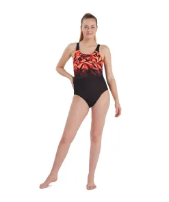 Speedo Hyperbloom Placement Muscleback (Sort/Rød/Orange) - Damer