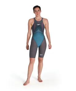 Speedo LZR Valor Open Back Kneeskin (Coal/Teal/Black)