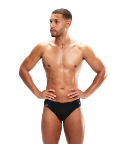 Speedo 7cm Tech Panel Brief (Black/Blue)