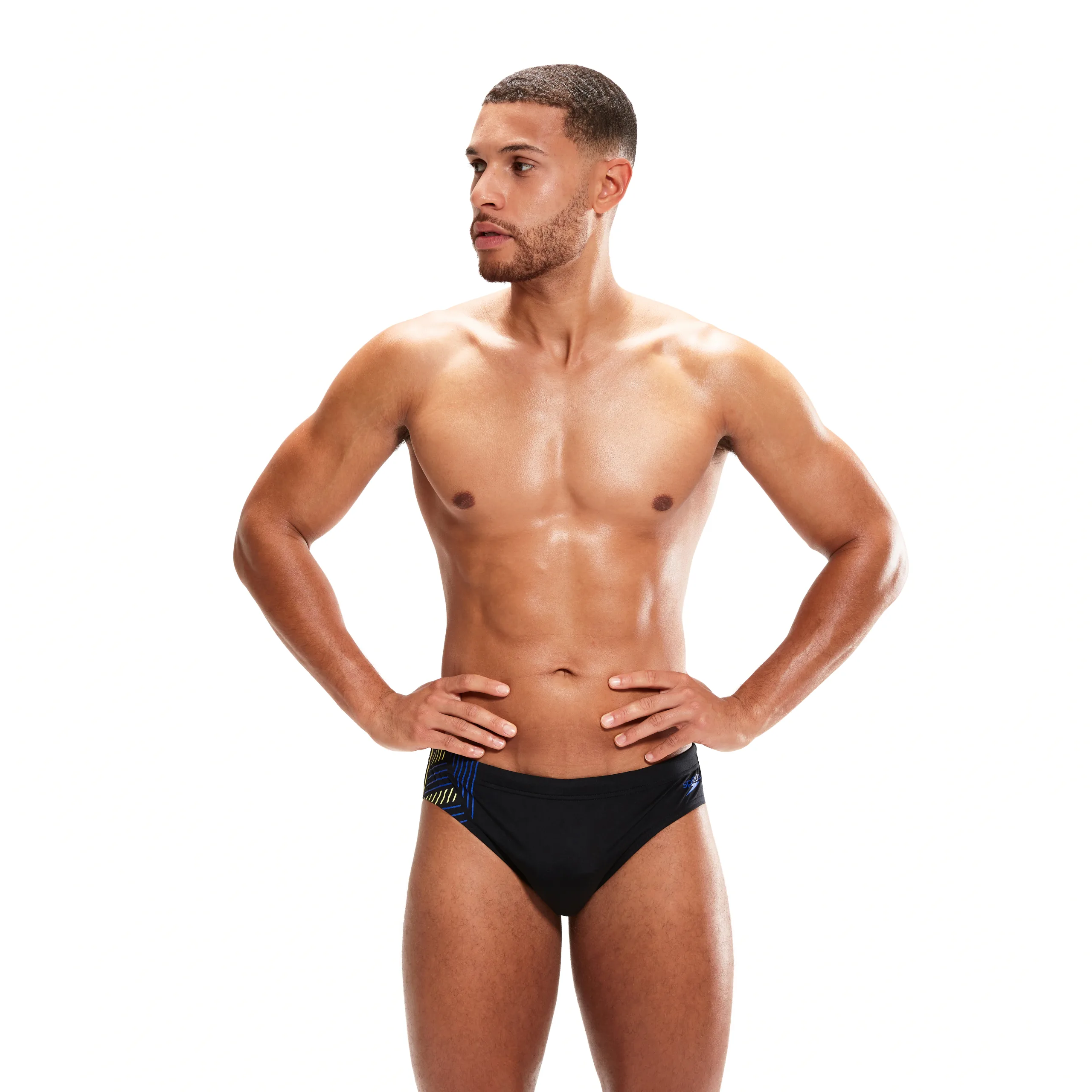 Speedo 7cm Tech Panel Brief (Black/Blue)