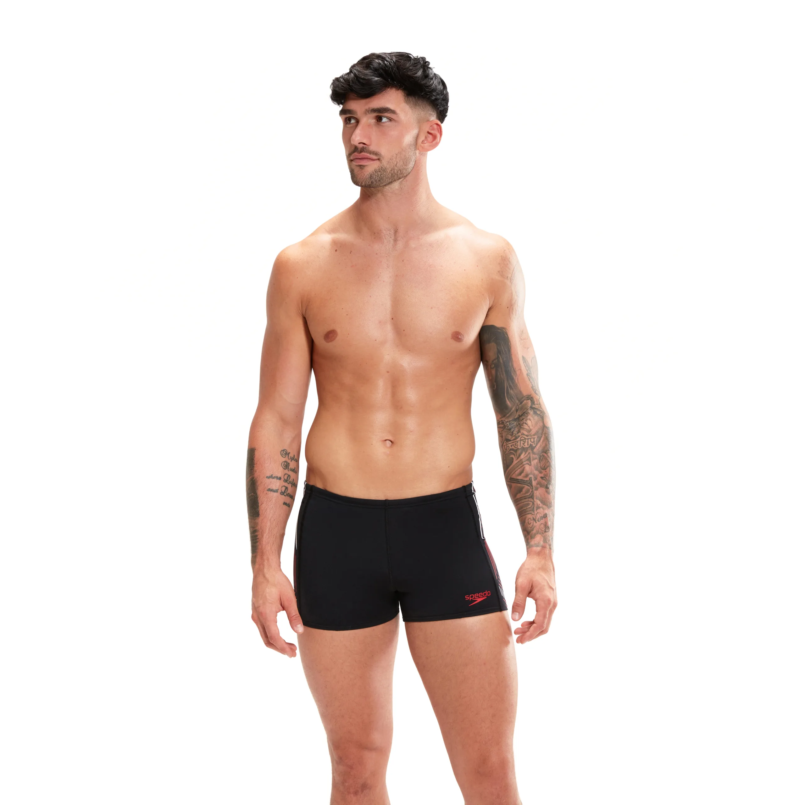 Speedo Tech Panel Aquashort (Black/Red/White)
