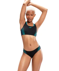 Speedo Placement Bikini (Black/Green) - Damer