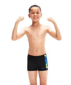 Speedo Allover Panel Aquashort (Black/Blue) - Drenge