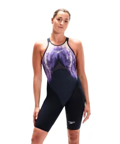 Speedo Fastskin LZR Valor Open Back Cosmic Storm Kneeskin (Blue/Purple)
