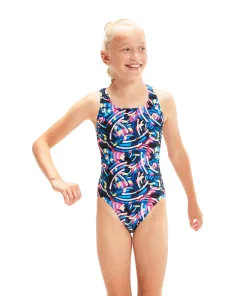 Speedo Digital Allover Leaderback (Black/Blue) - Piger