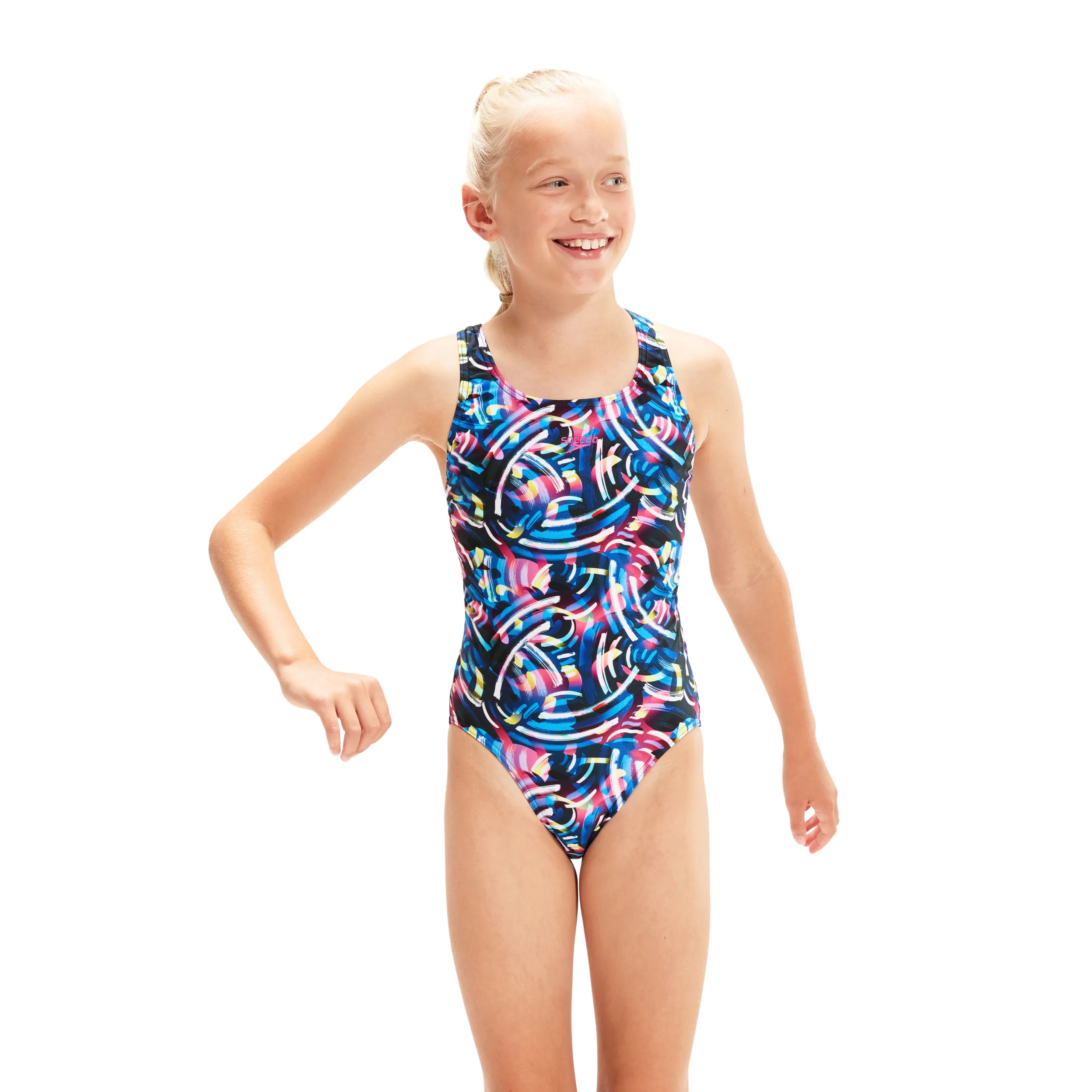 Speedo Digital Allover Leaderback (Black/Blue) - Piger