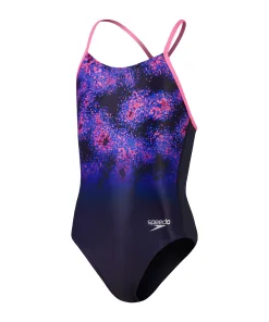 Speedo Placement Lane Line Back Badedragt til piger